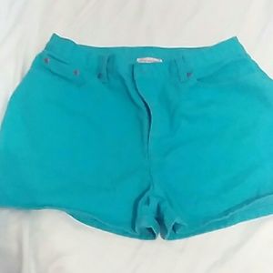 Jeanology collection teal Jean shorts sz 14 NWOT